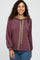 Plum Animal Print Drawstring Hooded Top