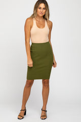 Olive Rib Knit Maternity Skirt