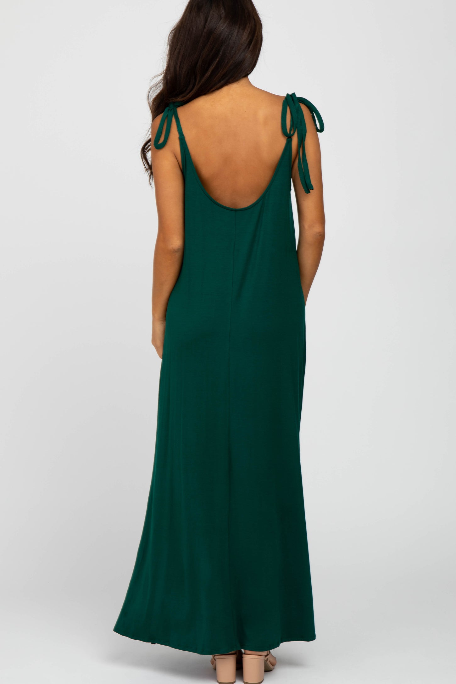 Green Tie Strap Side Slit Maxi Dress