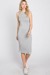 Heather Grey Fitted Sleeveless Dress