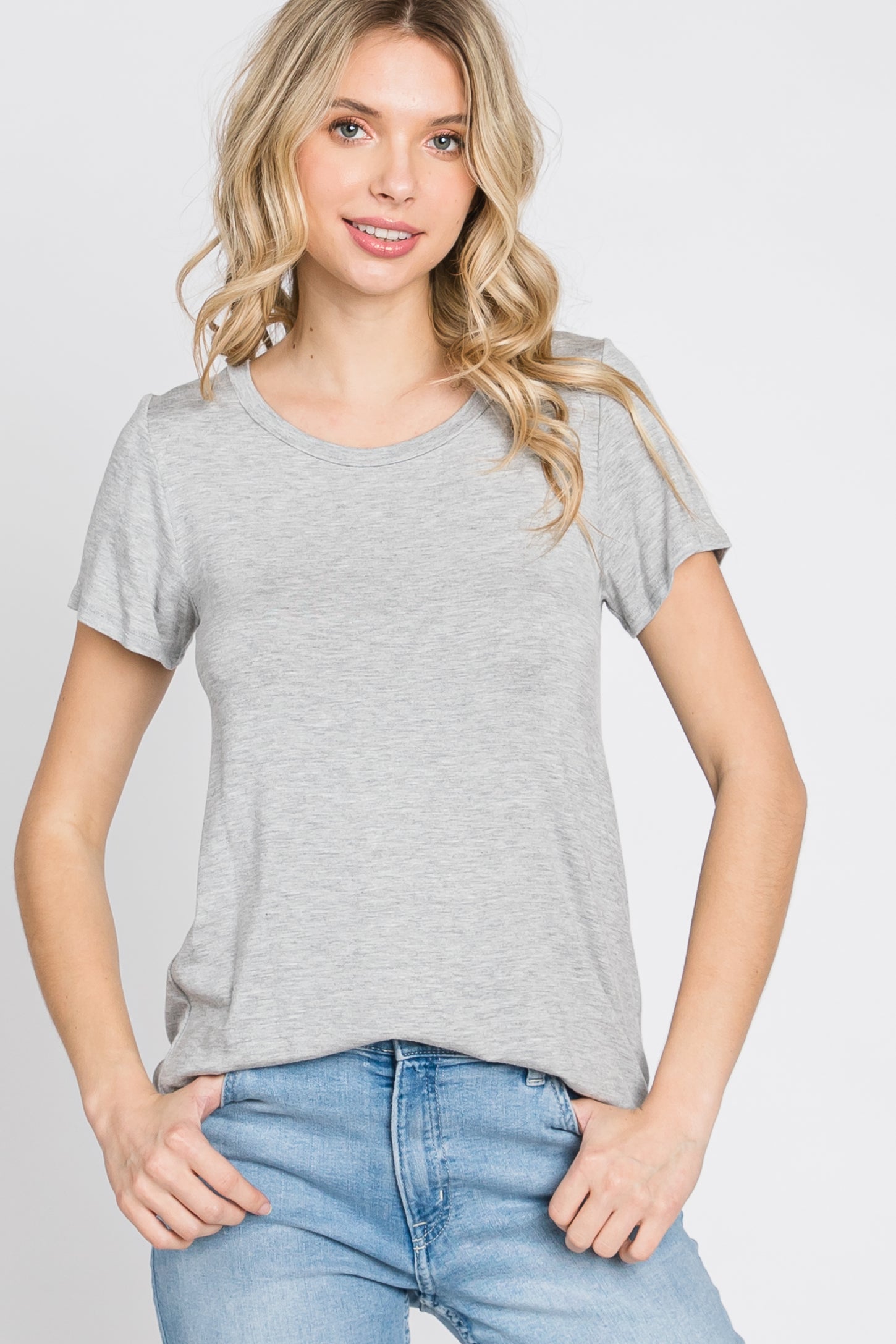 Heather Grey Basic Short Sleeve Top