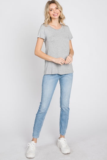 Heather Grey Basic Short Sleeve Top