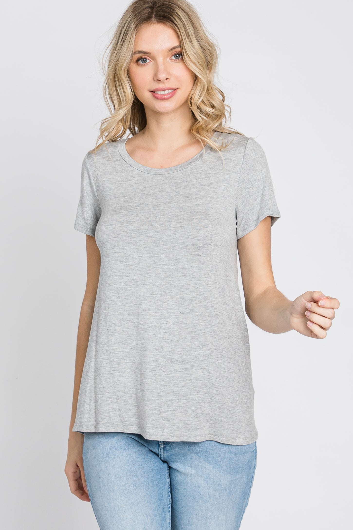 Heather Grey Basic Short Sleeve Top