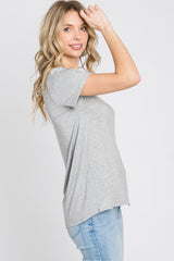 Heather Grey Basic Short Sleeve Top