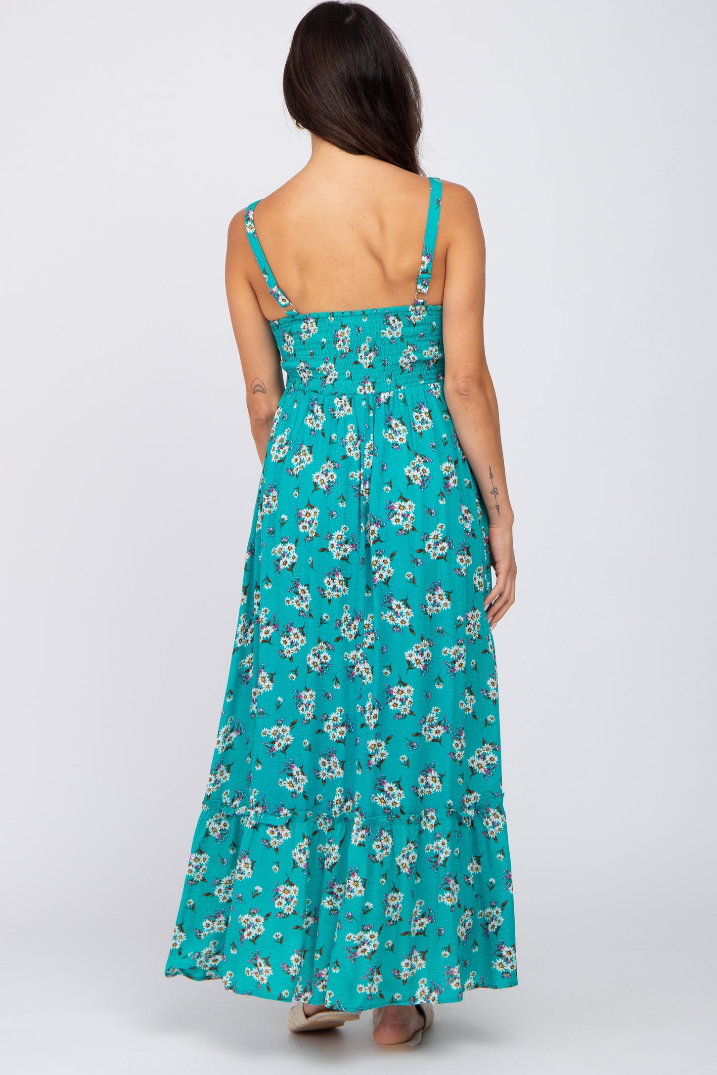 Teal Floral Maxi Dress