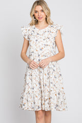 Ivory Floral Embroidered Tiered Dress