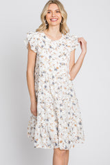 Ivory Floral Embroidered Tiered Dress
