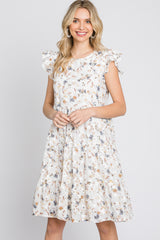 Ivory Floral Embroidered Tiered Dress