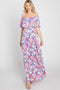 Pink Floral Off Shoulder Maxi Dress