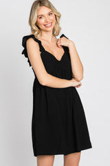 Black Flutter Sleeve Maternity Mini Dress