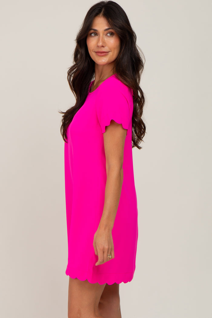 Fuchsia Scalloped Shift Dress