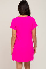 Fuchsia Scalloped Shift Dress