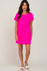 Fuchsia Scalloped Shift Dress