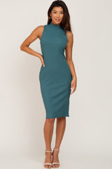 Jade Ribbed Mock Neck Maternity Dress