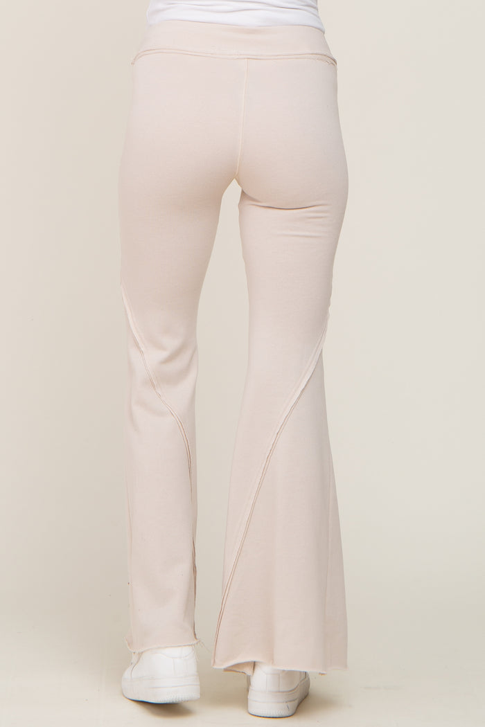 Taupe Terry Flare Maternity Lounge Pants