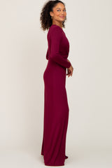 Burgundy Twisted Waist Maxi Dress