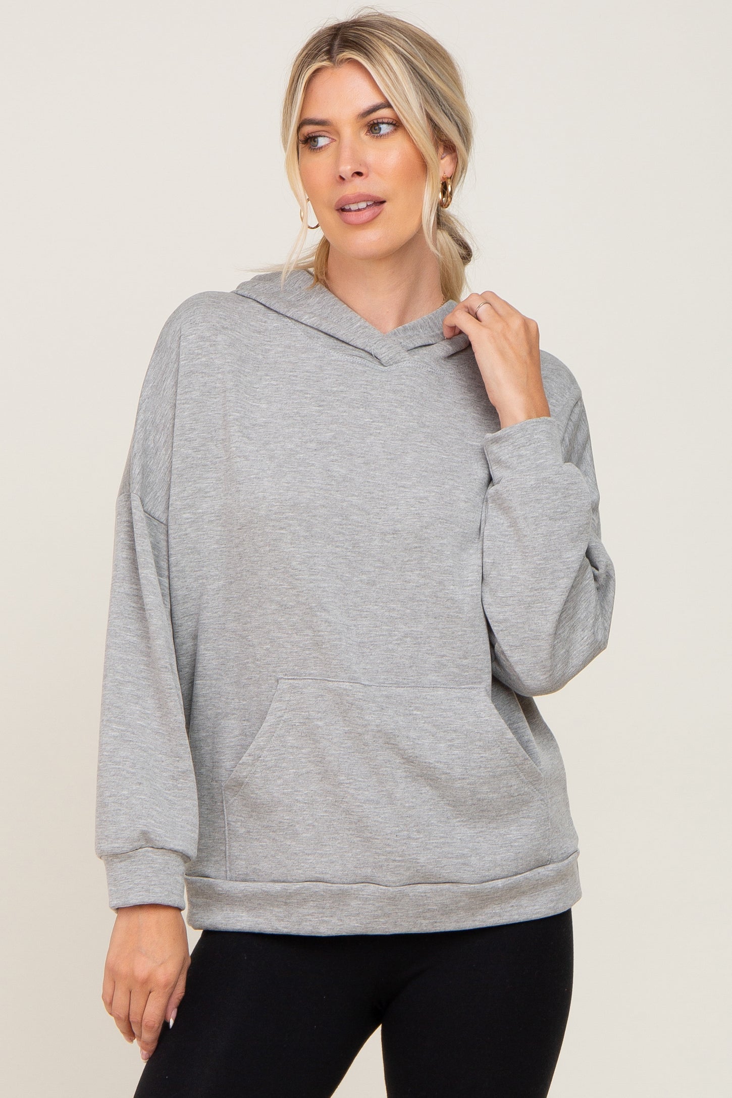 Heather Grey Hooded Maternity Sweatshirt
