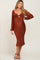 Rust Pleated Front Cutout Back Tie Maternity Midi Dress