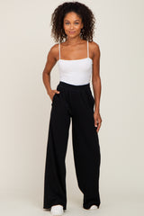 Black Wide Leg Fray Hem Maternity Sweatpants