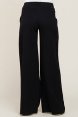 Black Wide Leg Fray Hem Maternity Sweatpants