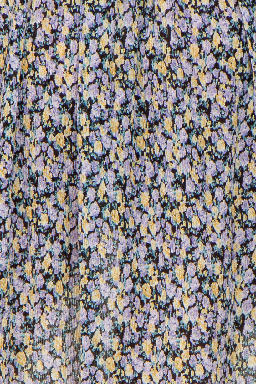 Black Floral Pleated Puff Sleeve Maternity Dress