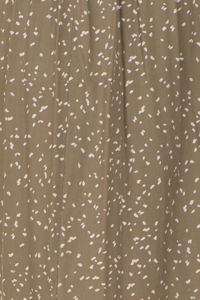 Olive Printed Long Sleeve Plus Maternity Midi Dress