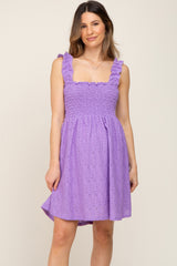 Lavender Smocked Eyelet Maternity Dress