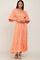 Coral Floral Smocked Tie Back Midi Dress