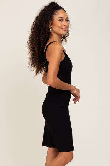Black Sleeveless Ribbed Dress