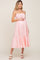 Pink Smocked Shoulder Tie Maternity Midi Dress