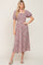 Coral Abstract Floral Smocked Midi Dress