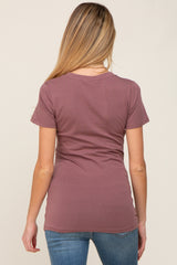 Dark Burgundy Basic V-Neck Maternity Tee