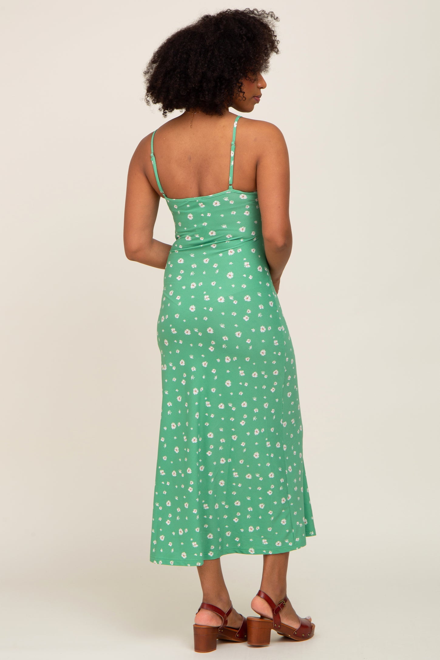 Green Floral Sleeveless Maxi Dress