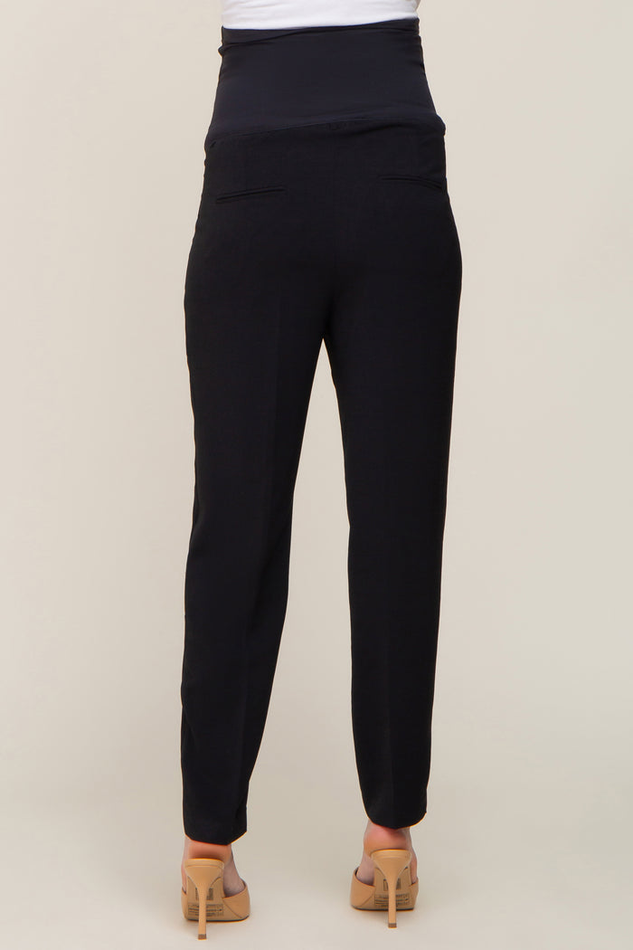 Black Cropped Maternity Dress Pants