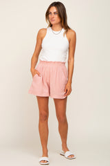 Light Pink Cotton Gauze Maternity Shorts