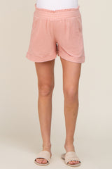 Light Pink Cotton Gauze Maternity Shorts