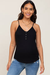 Black Ribbed Snap Button Maternity Cami