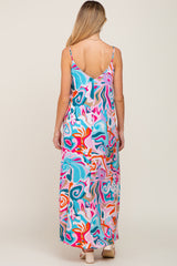 Multi-Color Sleeveless V-Neck Maternity Maxi Dress