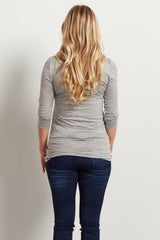 Grey 3/4 Sleeve Maternity Shirt