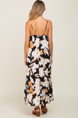 Black Floral Sleeveless Maternity Maxi Dress