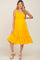 Yellow Smocked Square Neck Ruffle Strap Tiered Maternity Midi Dress