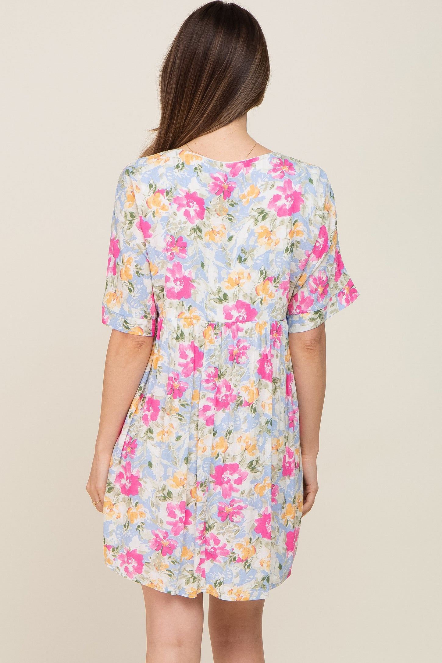 Blue Floral Babydoll Maternity Dress