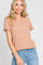 Taupe Ribbed Lace Trim Top