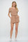 Camel French Terry Short Dolman Sleeves Knit Romper