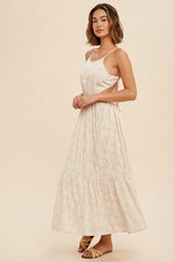 Cream Cut Out Bow Back Cami Maxi Dress
