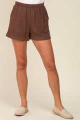 Brown Pocketed Shorts