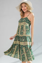 Green Printed Cami Dress