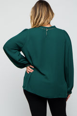 Forest Green Crochet Trim Maternity Plus Blouse