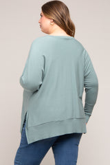 Jade Dolman Sleeve Side Slit Maternity Plus Sweater