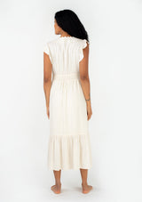 Cream Crochet Flutter Sleeve Button Down Maxi Dress